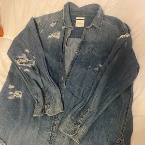 Oversized denim button down